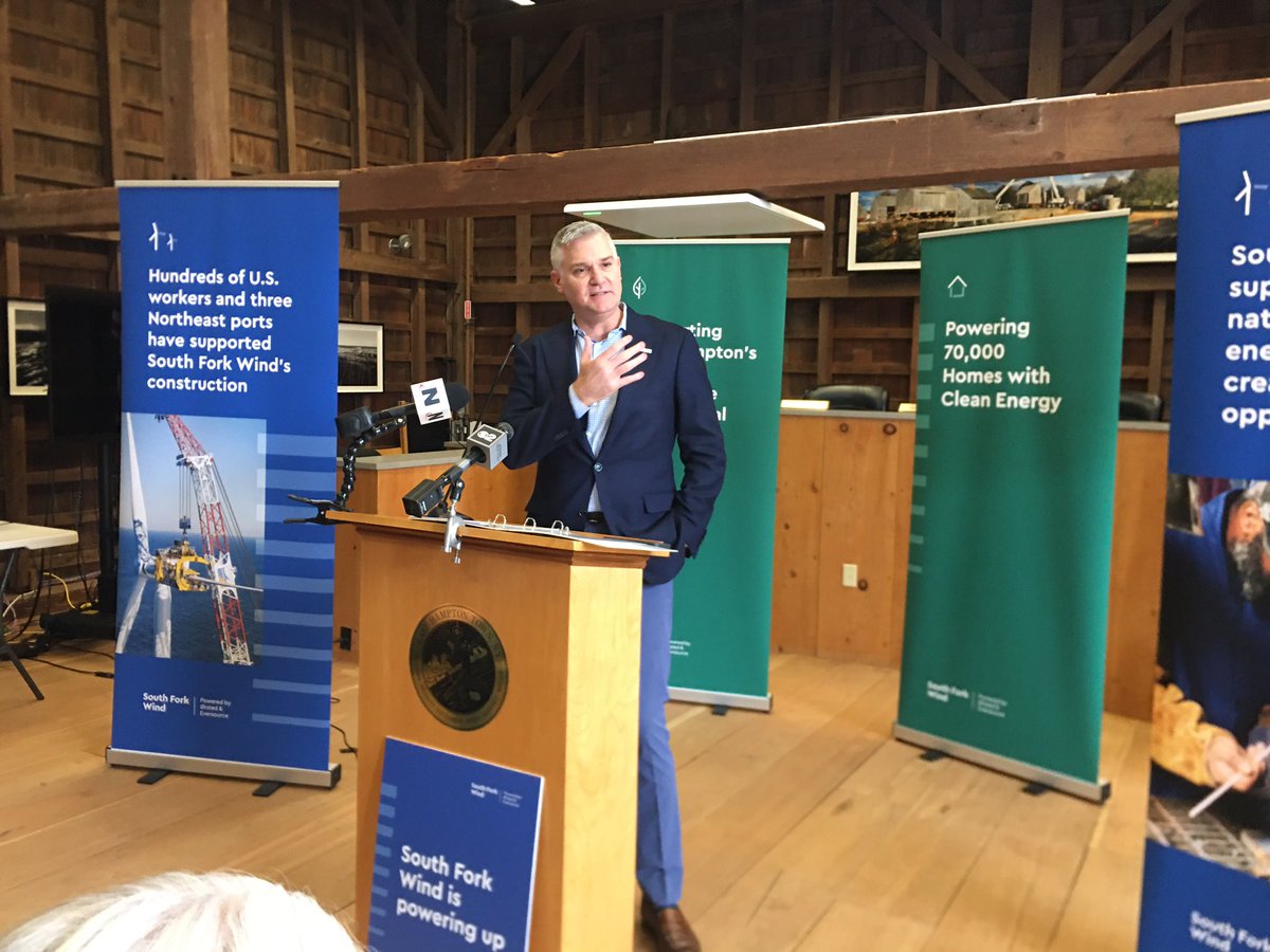 First Power event. Electricity is flowing from <a href="/SouthForkWind/">South Fork Wind</a> to <a href="/EastHamptonTown/">Town of East Hampton</a>!!! <a href="/OrstedUS/">Ørsted U.S.</a> <a href="/Orsted/">Ørsted</a> #OffshoreWind