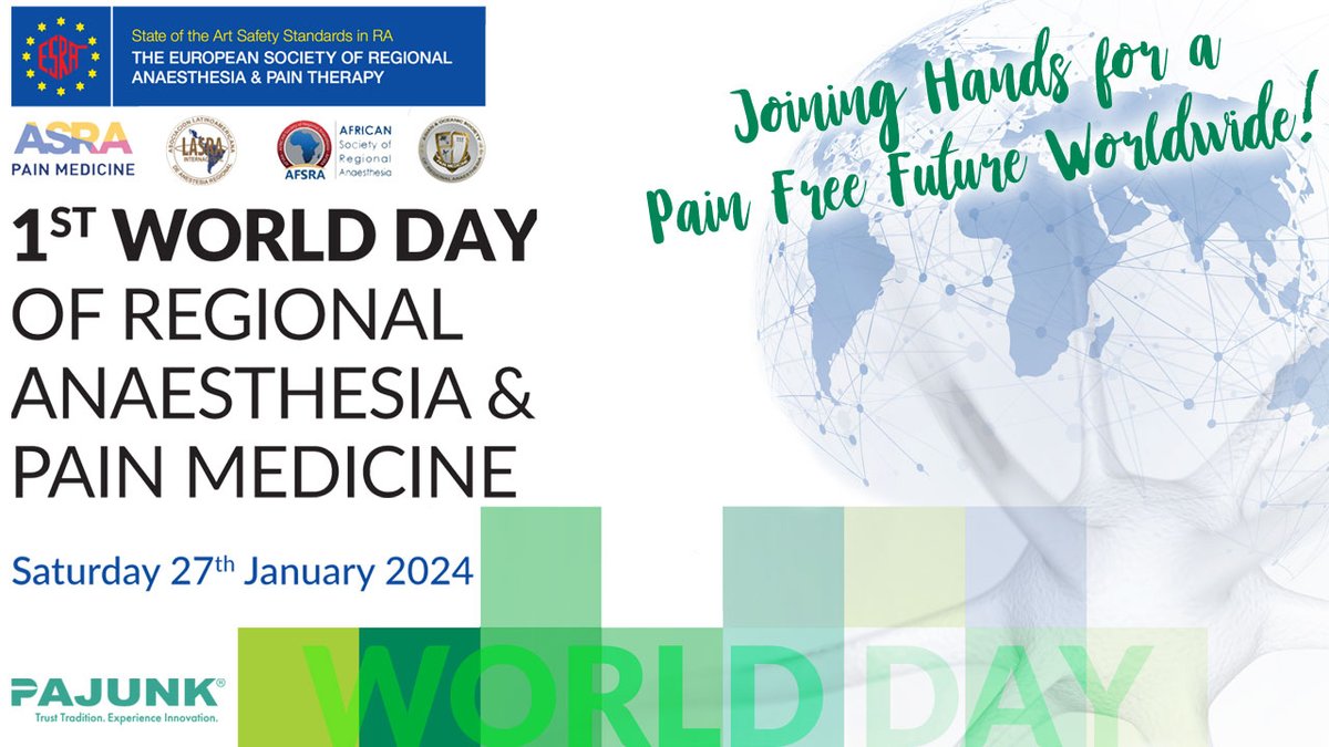Get ready for the 1st World Day of RA & Pain Medicine on 27 Jan 2024! #WDRAPM 🌍 +120 cities in all continents 🤝 Closing the World Week during which physicians around the globe will connect together 🌐 Stay tuned for regular updates on local activities: esraeurope.org/meeting/1st-wo…