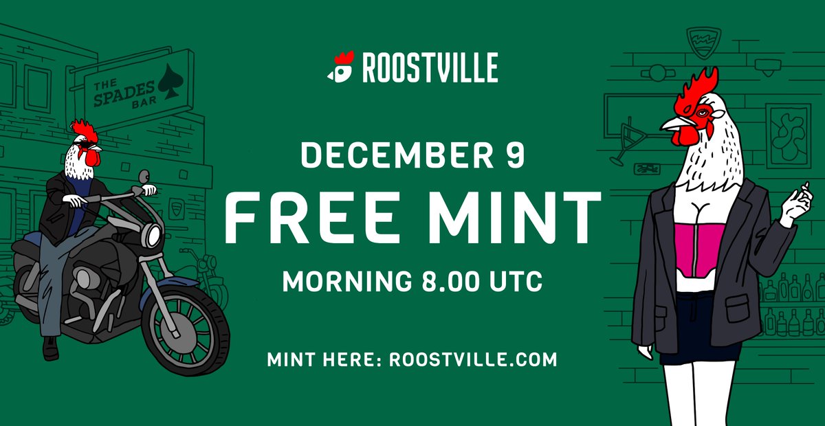 Everyone, the bull market is around the corner. 

Let’s build Roostville together, and pump it up!
We are making it FREE MINT, for everybody. 

Let’s ride! 🏍️❤️‍🔥🌵