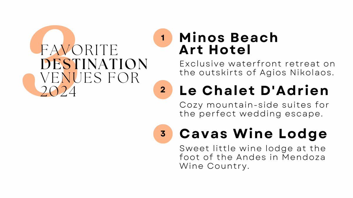WCWeddingVenues's tweet photo. 🌍 Greece, Switzerland, or Mendoza? So many stunning venues, but these 3 have us ready to pack our bags yesterday! ✈️💍 

📍 Minos Beach Art Hotel - https://t.co/GMyymDJL9w
📍 La Chalet D’Adrien - https://t.co/YvH1WCDdE3
📍 Cavas Wine Lodge - https://t.co/WAw1BqF8cr https://t.co/93Kx22GaFy