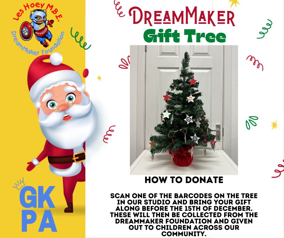 There is just over 1 week left to participate in our Dreammaker gift tree donations! Scan a barcode from the tree in our studio to help bring a smile to a child this Christmas✨🎅🎉