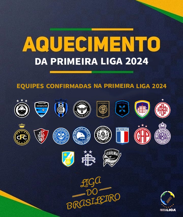 Aquecimento da Primeira Liga 2024! 🏆🔥

Esses times irão representar a Elite do Futebol Brasileiro em 2024! Sejam Bem-Vindos e façam história!!!! 🏆

#LigaDoBrasileiro