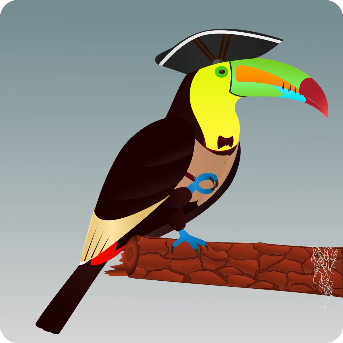 And for our third species we stayed tropical with the Keel-billed Toucan. A large omnivorous bird that lives in the jungles of Central and South America. It is the national bird of #Belize.  Keep a look out for individuals with rare colors. 
#NFTreveal #toucan #digitalart