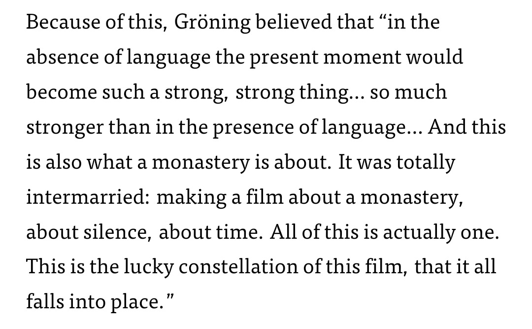 presentsilences's tweet photo. A fascinating interview where Philip Gröning talks about presence, silence and time in INTO GREAT SILENCE, courtesy of @DecentFilms: https://t.co/K7UfYFTKlN https://t.co/a6uExj6lUB