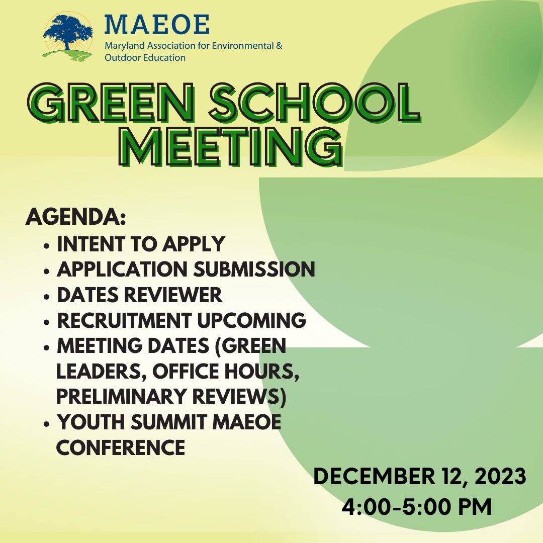 You are invited to an Open Green School Meeting on Tuesday, December 12, 2023, from 4:00 - 5:00 PM. See the agenda below! Register for this meeting today: us06web.zoom.us/meeting/regist…