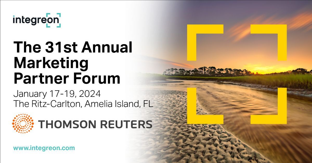 Looking forward to the upcoming Thomson Reuters 31st Annual Marketing Partners Forum in Amelia Island happening January 17-19. Learn how Integreon’s suite of business and legal solutions can help drive efficiency and performance! 
Click here to learn more: buff.ly/488knSd