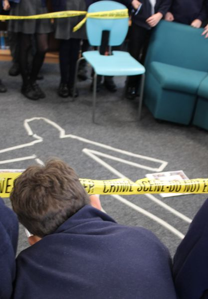 foresthorsham's tweet photo. We welcomed Year 6 pupils from All Saints' Primary School to our Library, where they became detectives for the morning. They were all fully engaged in the Murder Mystery and used fact over opinion to solve the case! https://t.co/go7KmyD20j