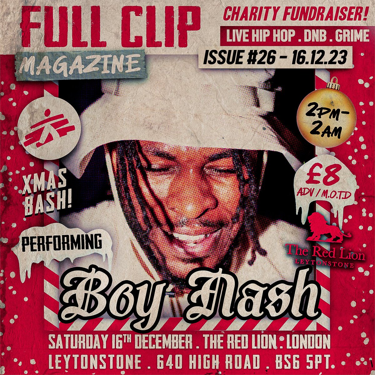 LARGE UP @boynash TICKET LINK NOW LIVE RAISING MONEY FOR @MSF_USA #FULLCLIPMAGAZINE #LEYTONSTONE #UKHIPHOP #BOYNASH #DOCTORSWITHOUTBOARDERS #LONDONRAP #UKHH #LONDONHIPHOP #THEREDLIONLEYTONSTONE #LONDONCHRISTMAS #CHARITY #LONDON #LONDONHIPHOP #LONDONGIGS #LONDONPARTIES #LONDON