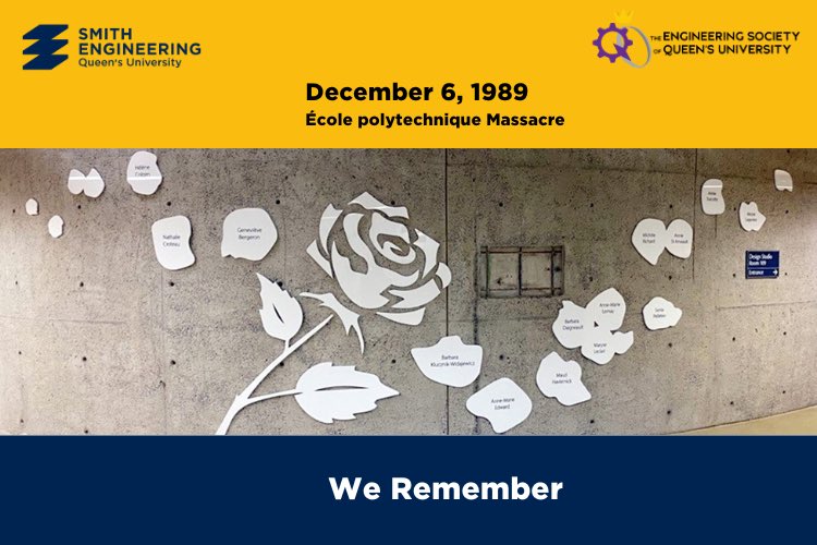 Smith Engineering (@smithengqueens) on Twitter photo TODAY. 11am. 
The Engineering Society of Queen’s University will live stream its commemoration event for National Day of Remembrance and Action on Violence Against Women.
smitheng.ca/dec6 TODAY. 11am. 
The Engineering Society of Queen’s University will live stream its commemoration event for National Day of Remembrance and Action on Violence Against Women.
smitheng.ca/dec6