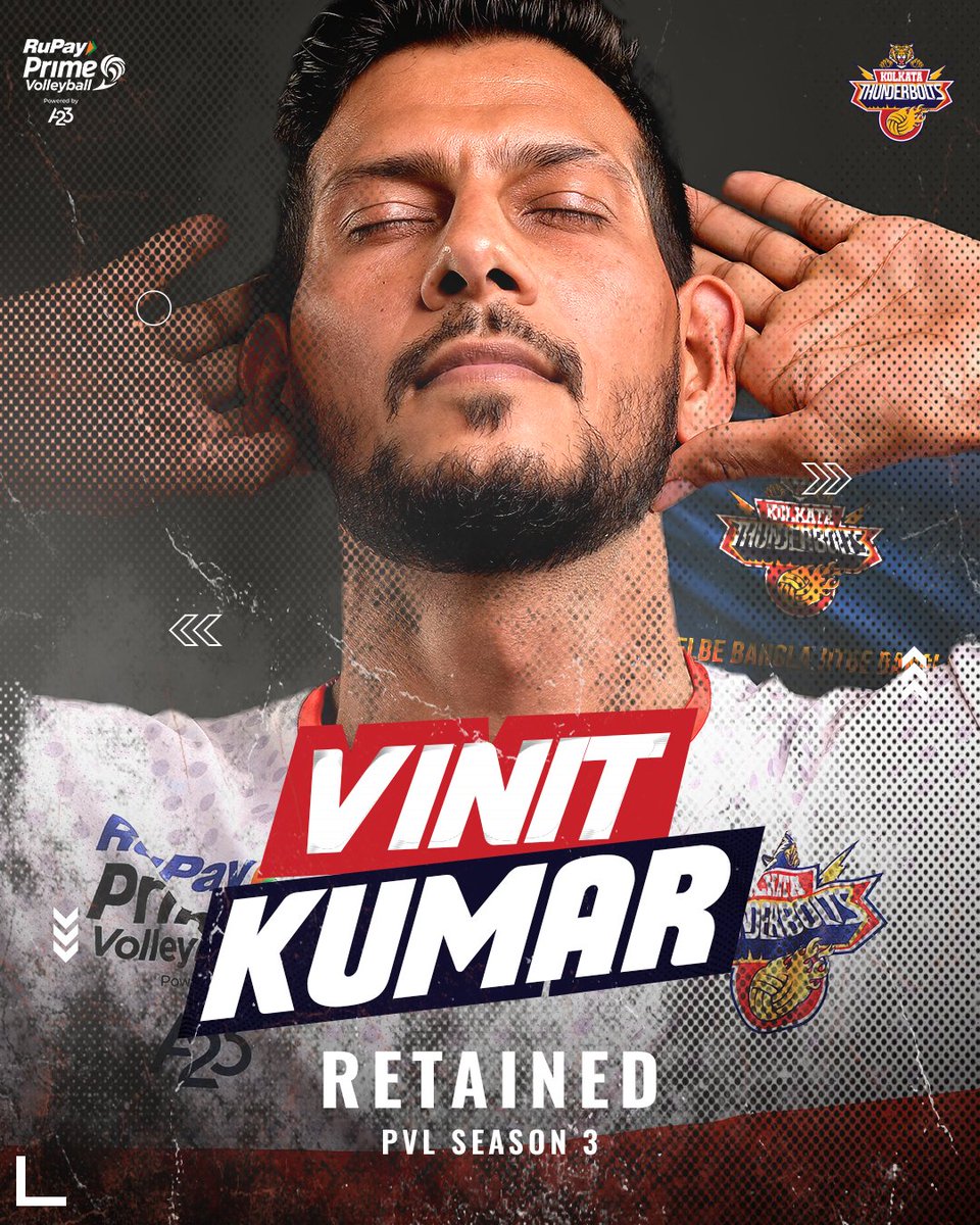 KolThunderBolts's tweet photo. 𝐓𝐇𝐄 𝐒𝐓𝐎𝐑𝐘 𝐆𝐎𝐄𝐒 𝐎𝐍... 🙌🏻

Vinit Kumar was a Thunderbolt, remains a Thunderbolt! 💥

#VinitKumar #KolkataThunderbolt #KhelbeBanglaJitbeBangla #PrimeVolleyballLeague #PVL #PVLSeason3 #Retained #AsliVolleyball #Volleyball https://t.co/RTcaoS3jIf