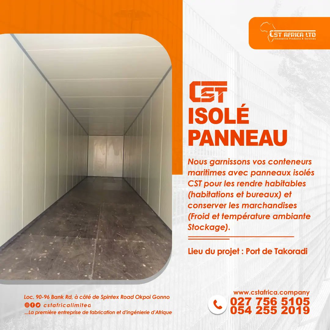 cstafricaltd's tweet photo. CST Sheeted Insulated Panels
We line your sea containers with CST insulated Panels to make them habitable (homes and offices) and preserve goods. https://t.co/9GBeLLyf8a