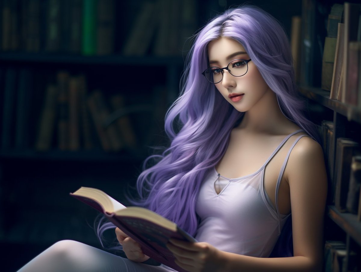 Lost in the world of books, her hair was on a quest for knowledge, attempting to absorb the wisdom of each strand. A bibliophile's hair-raising adventure #beautifulgirl