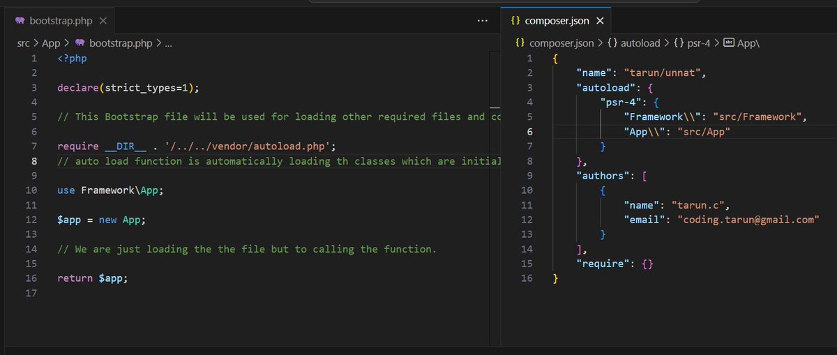 codingtarun's tweet image. #day3 / #100daysofcodechallenge
I have implemented PSR-4 & and Autoload for seamless class loading.
PSR-4 defines a standard for class namespaces, enhancing organization and scalability.
Autoload eliminates manual includes, boosting efficiency.
#PHPDevelopment #CodingJourney