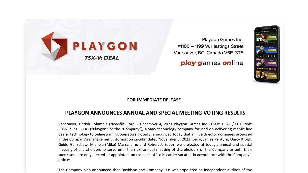 Playgon Games Inc. tweet media