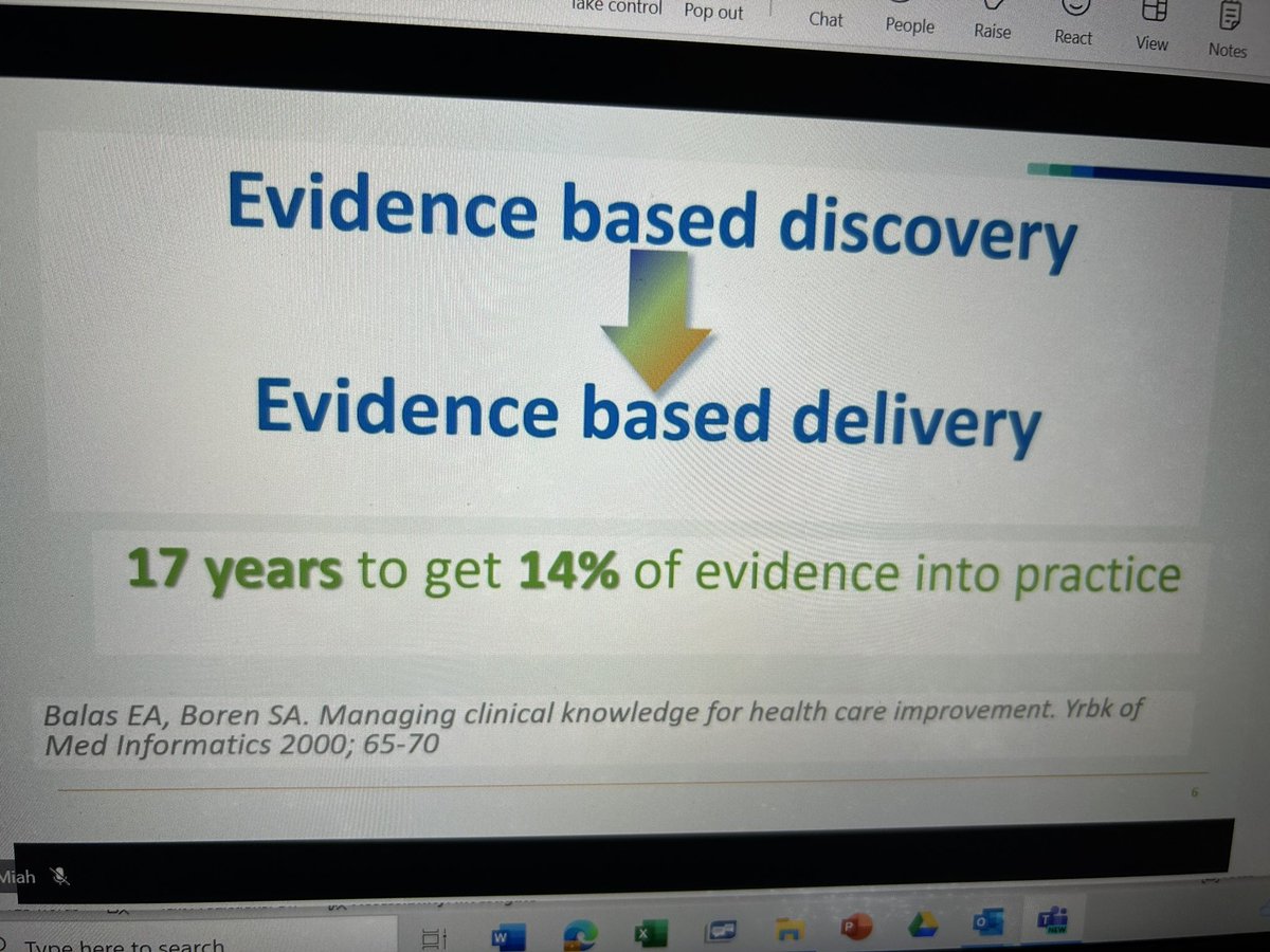 The implementation gap! Let’s get better at getting research into practice to improve patient care. #improveDrEaMing @zoepackman117 @RuthieAMcD @acserrao76 @muntma @NHSGIRFT @NHSEngland @rmoonesinghe @tolanAHP