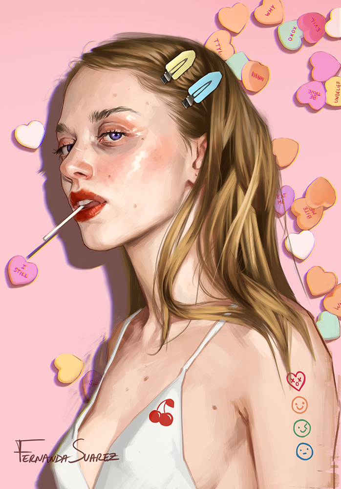 New painting 'Embarrassing as hell' 🍭. I have been feeling like using bright colors lately. I did a Video Tutorial for this, from using reference to skin rendering ⭐️ available at Patreon or Gumroad fdasuarez.gumroad.com/l/zvshj patreon.com/fdasuarez/posts