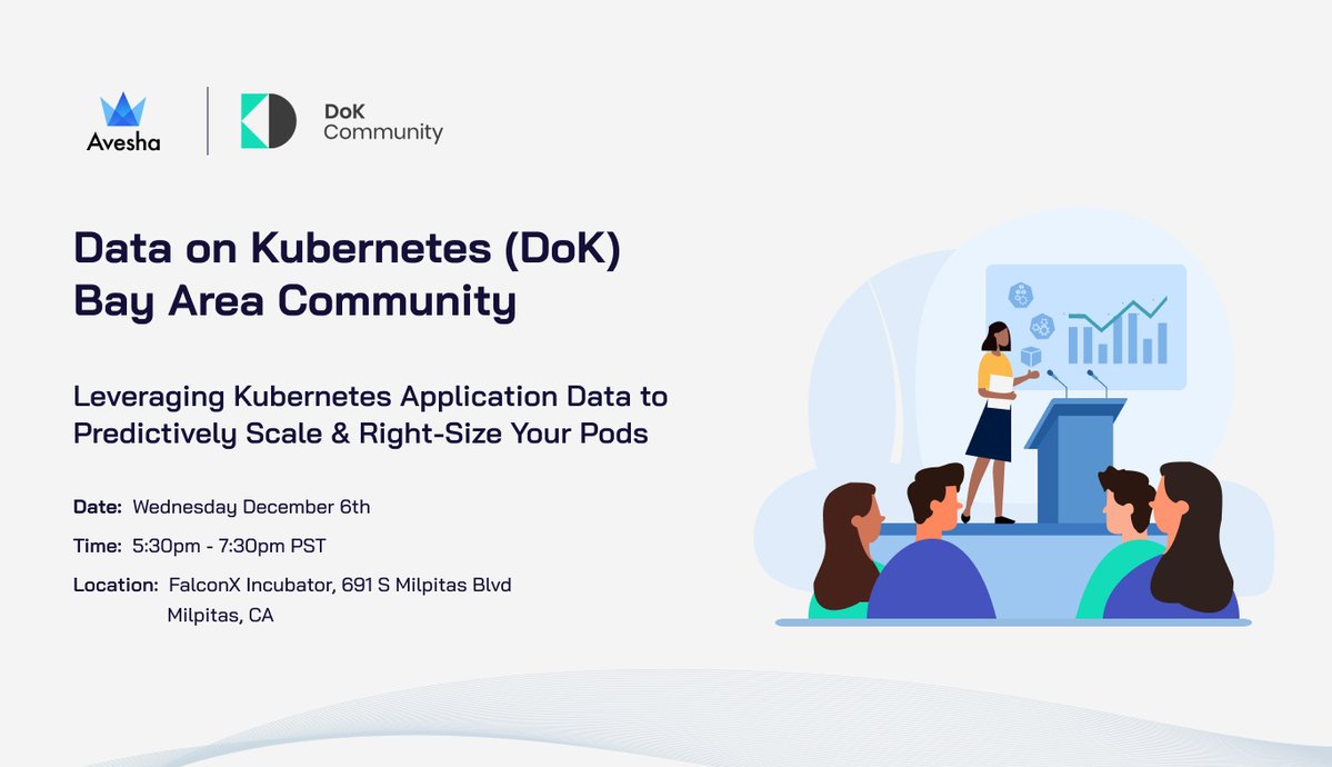 Today's the day! Join us tonight for @DoKcommunity Bay Area Meet up at 5:30pm PST in Milpitas CA at FalconX Incubator, 691 S Milpitas Blvd Talks from Olyvia Rakshit at Avesha, Robert Hodges at @AltinityDB and Arul Jegadish at @OpsVerse!! Don't miss out🔗 avesha.io/events/data-on…