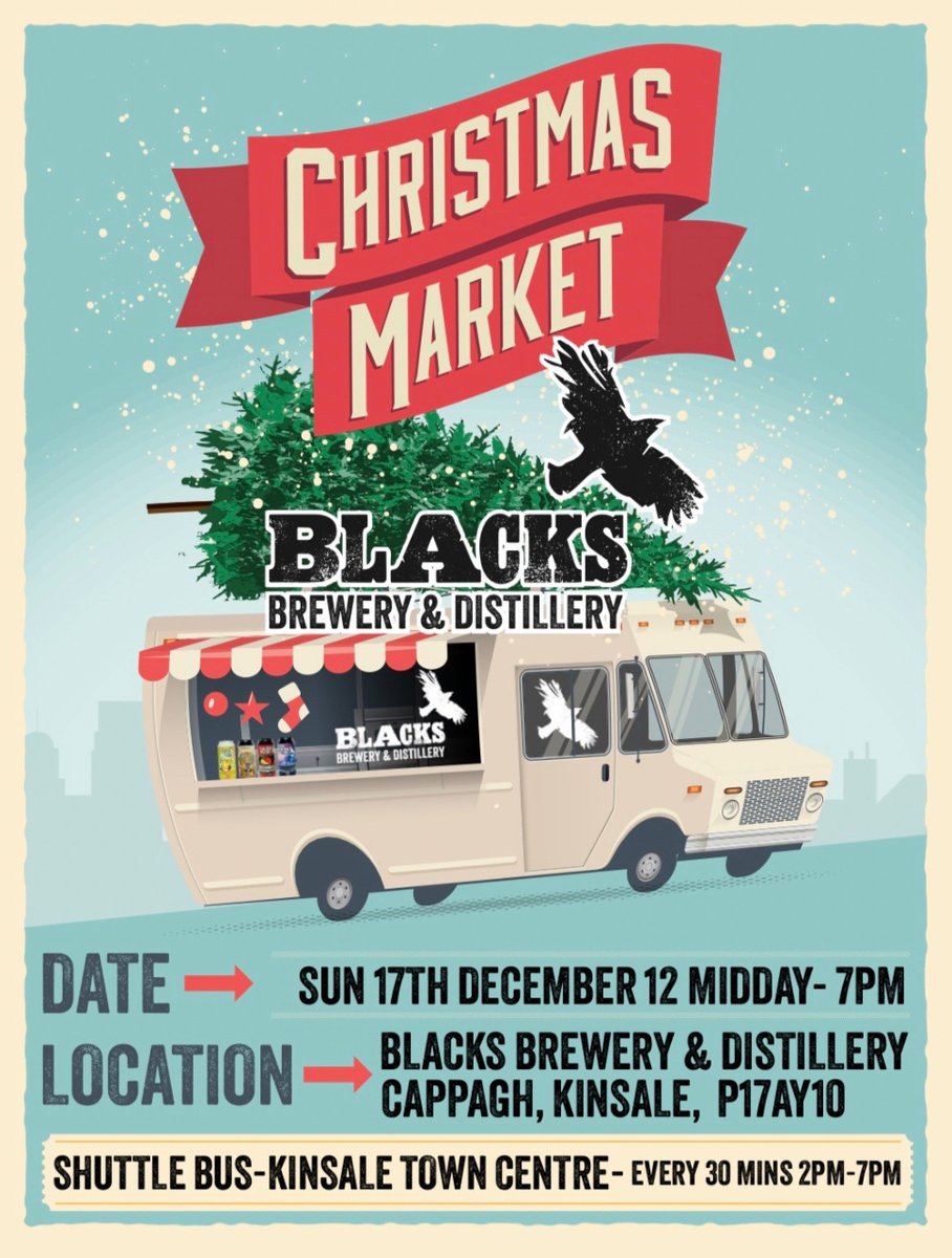 Join the rebellion at Blacks Brewery &amp; Distillery's FIRST Christmas Market &amp; Cocktails in Kinsale! 🤟🏼🎅 

Dec 17th, 12 PM - 7 PM: food, drinks, music and festive fun! 🥃🔥