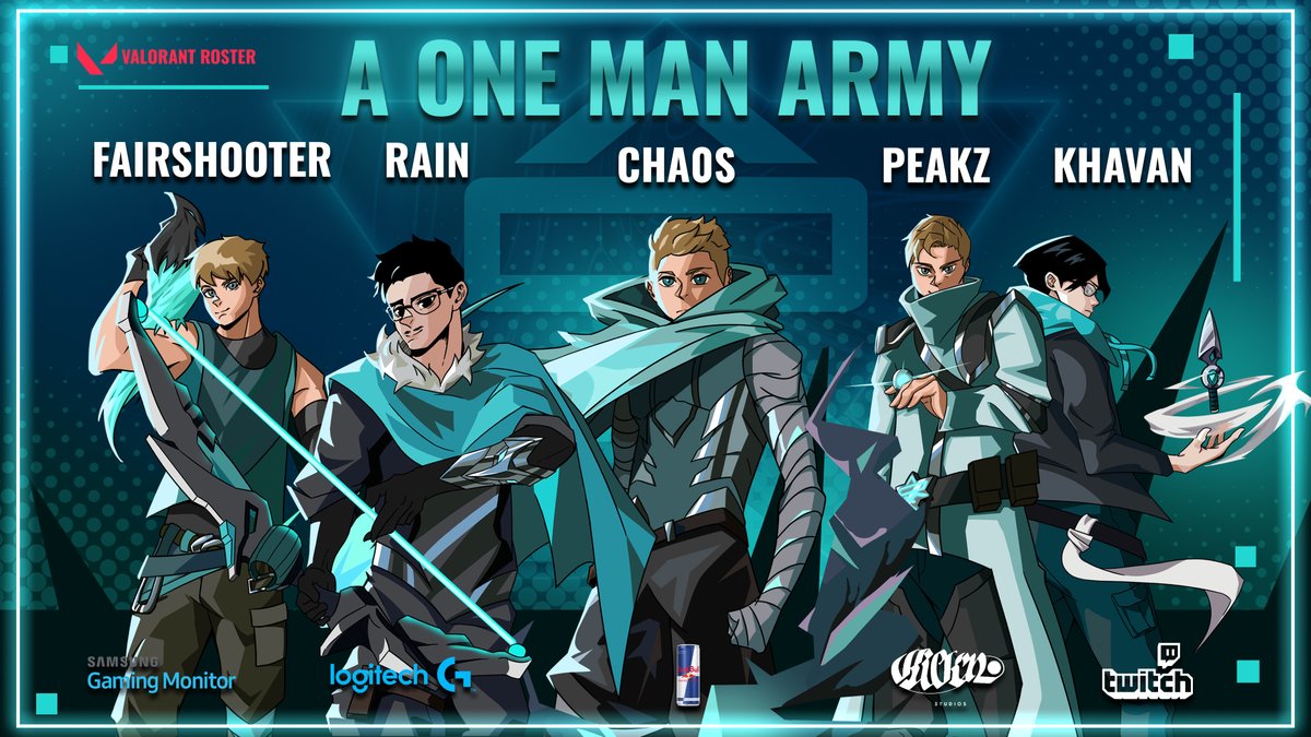 AomaEsports's tweet photo. 🔥MISSION VALORANT: PREPARE FOR BATTLE!🔥
Troops, it's time to stand at attention because the wait is over!
A One Man Army @VALORANT , we march!
Team:
🔹Cha0s - IGL
🔹Rain
🔹Peakz
🔹Fairshooter
🔹Khavan
Management:
🔹PeaNuTz
🔹TonY
🔹Madie
#SecondToNone https://t.co/HJTdr6O98W