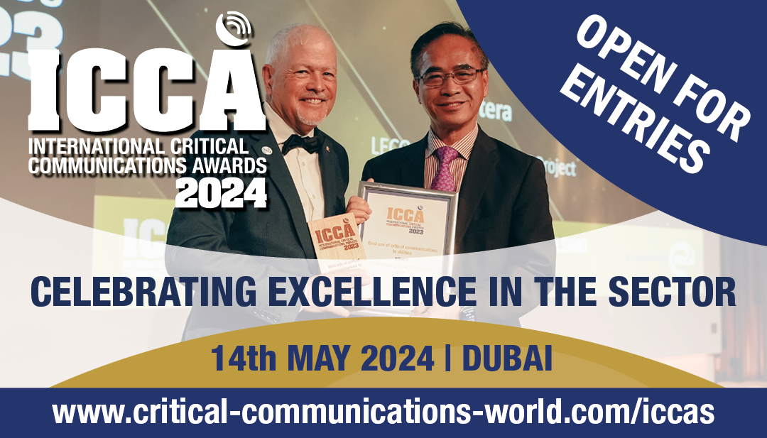 The 2024 International Critical Communications Awards (ICCAs) are open for entry. Celebrating excellence in the sector, the highly anticipated programme recognises the success of products, organisations and individuals. Enter now! critical-communications-world.com/iccas @TCCAcritcomms #ICCAwards