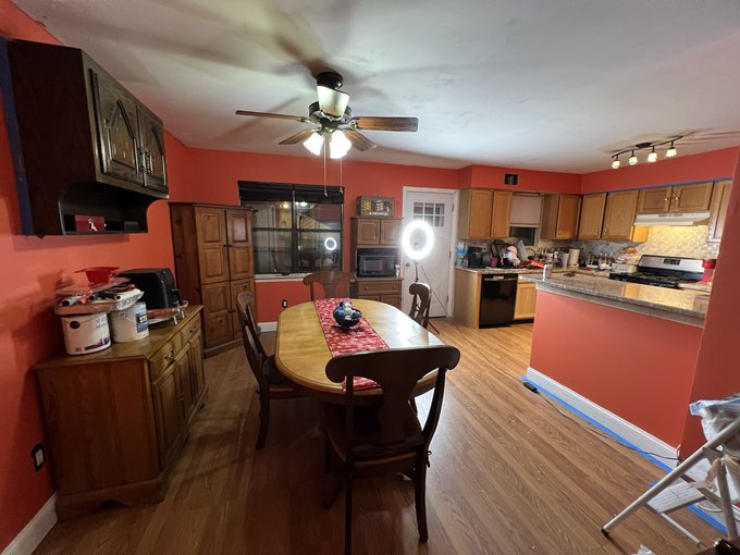 Finished painting my mom&rsquo;s kitchen yesterday. I am so sore. I sanded, washed the walls, cut all the edges