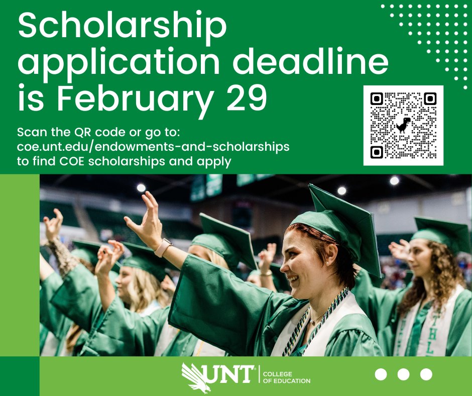 The College of Education #scholarship portal is now open! Go to coe.unt.edu/endowments-and… to learn more about the application process and scholarships you qualify for.