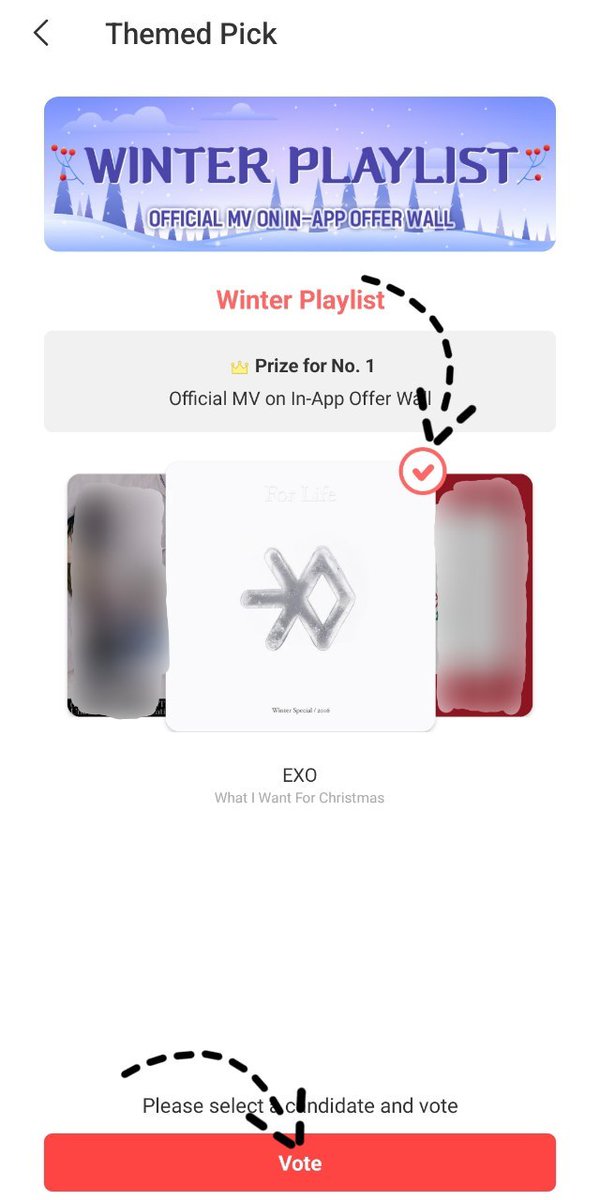 به بخش مشخص شده تو اپ چوایدل برین و به ترک what I want for Christmas اکسو رای بدین~

اریز دقت کنید که روزانه با هردیوایس تا ۳ حق رای با ۳ اکانت کاملا مجزا رو دارین~

LINK 
↳ [ myloveidol.com/themepick/160?… ]

EXO #엑소 #EXO <a href="/weareoneEXO/">EXO</a> 
<a href="/B_hundred_Hyun/">Baekhyun_EXO</a> <a href="/layzhang/">Lay Zhang</a>