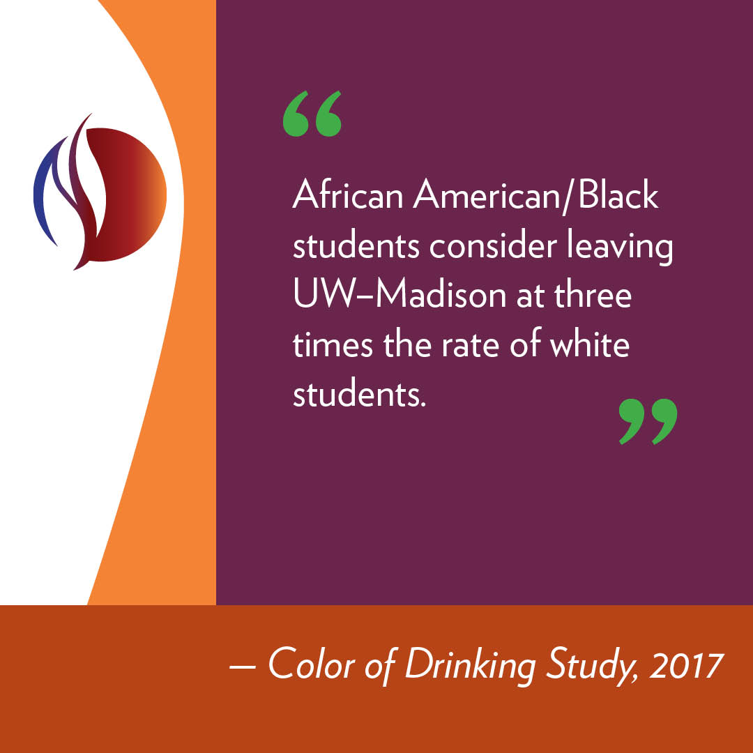 Students of color are greatly affected by the drinking culture found at UW-Madison's campus. If you want to share your experiences, we invite you to participate in a survey for the Color of Drinking study. Check your emails for information about participation in the study.