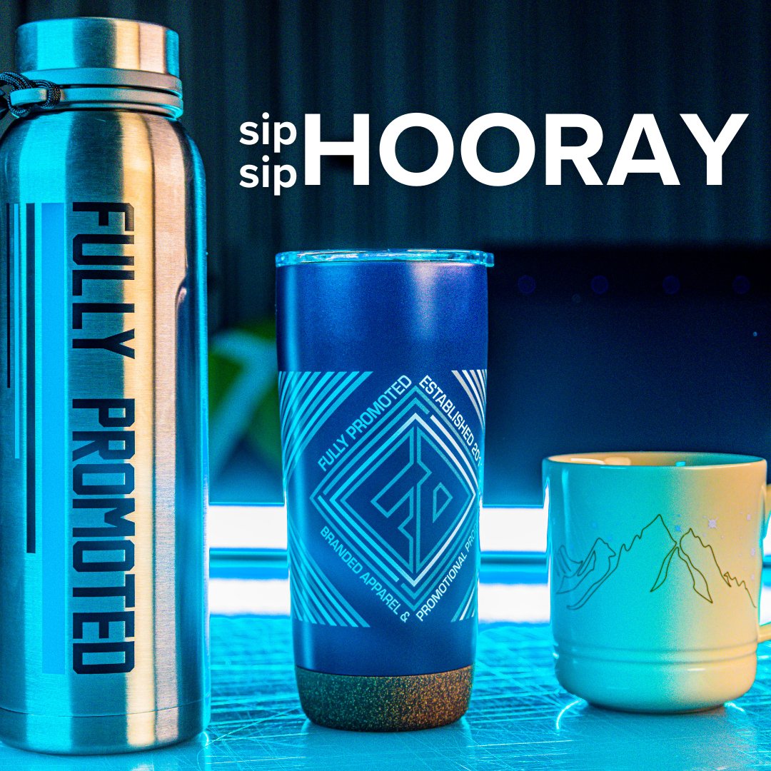 FullyPromoted's tweet image. Sip, Sip, Hooray! Did you know that 90% of consumers report owning branded drinkware? Choosing drinkware as your promotional product can make sure every sip matters.

#areyoufullypromoted #FPsolutions #employeeretention #corporategifts #mugs #waterbottles #thermoses
