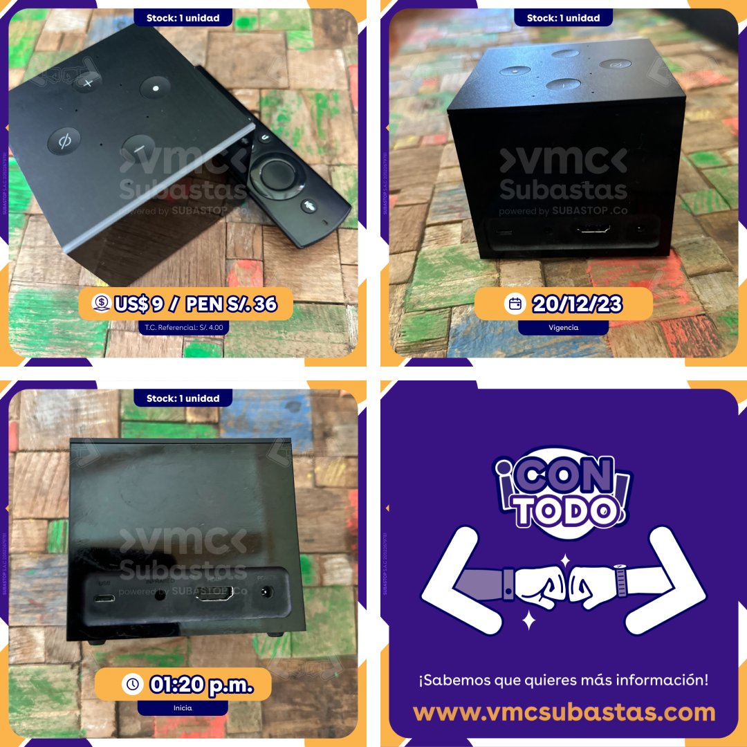 vmcsubastas's tweet image. 👨‍💻¡APROVECHA LA SEMANA TECH, SIN COMISIÓN!👀

Aprovecha para jugar y ganar la oportunidad de comprar un 🤜 APPLE FIRE TV CUBE 1ST GEN 🤛

💰Precio Base: US$ 9 💸
🗓Miércoles 20 de diciembre a la 1:20 p.m.
📌Ofrece: SubaStop
vmcsubastas.com/oferta/45280

#semanatech #applefiretvcube