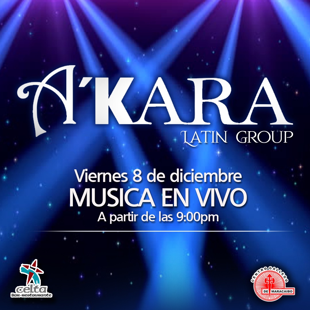 ¡Noche de música en vivo 🎤Este viernes, a partir de las 9:00pm, únete a nosotros en el 📍Bar Celta Restaurant para disfrutar de un increíble concierto a cargo de la talentosa agrupación Akara Música <a href="/akaramusica/">@Akaramusica</a>