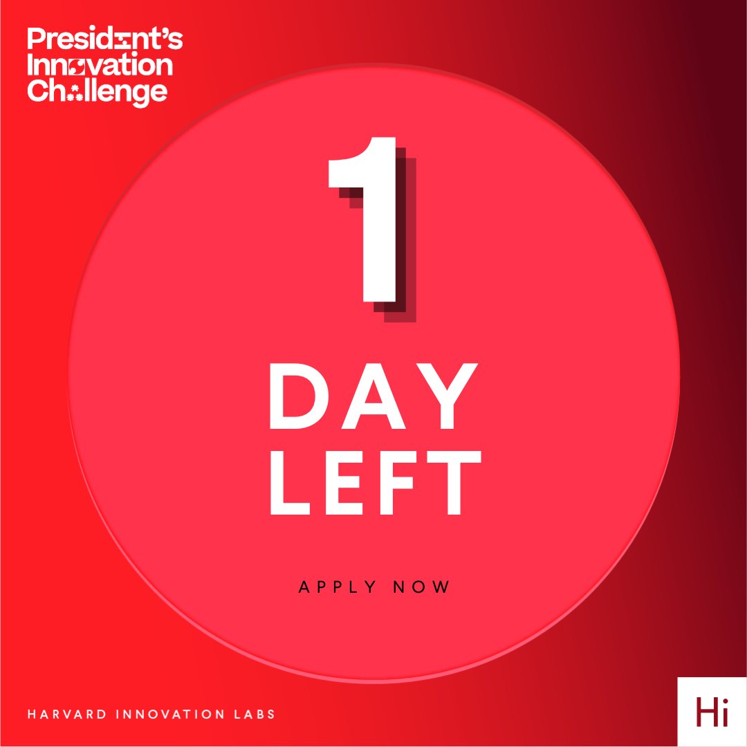 We're down to the wire — apply by TOMORROW for a chance to win a share of $515,000 in non-dilutive venture funding through the 2024 President's Innovation Challenge. (And if you've started your app but not quite pressed submit, this is your reminder!!!) bit.ly/3JpMVK3