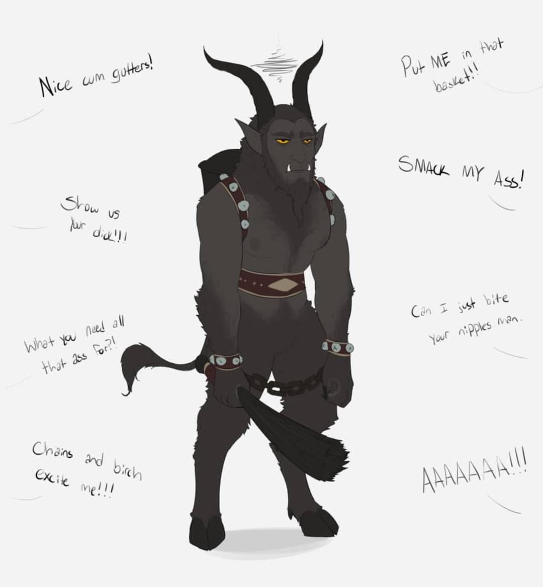 woofknight's tweet photo. Poor Krampus! This world we live in now :) 
artist unknown https://t.co/MYOdvOvbIZ