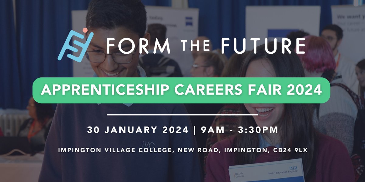 We are looking for employers and training providers to help inspire students at our Apprenticeships Careers Fair on 30 January 2024, hosted by <a href="/ImpingtonVC/">Impington VC</a>. #NAW2024

To register your interest, contact Catherine Hay at chay@formthefuture.org.uk