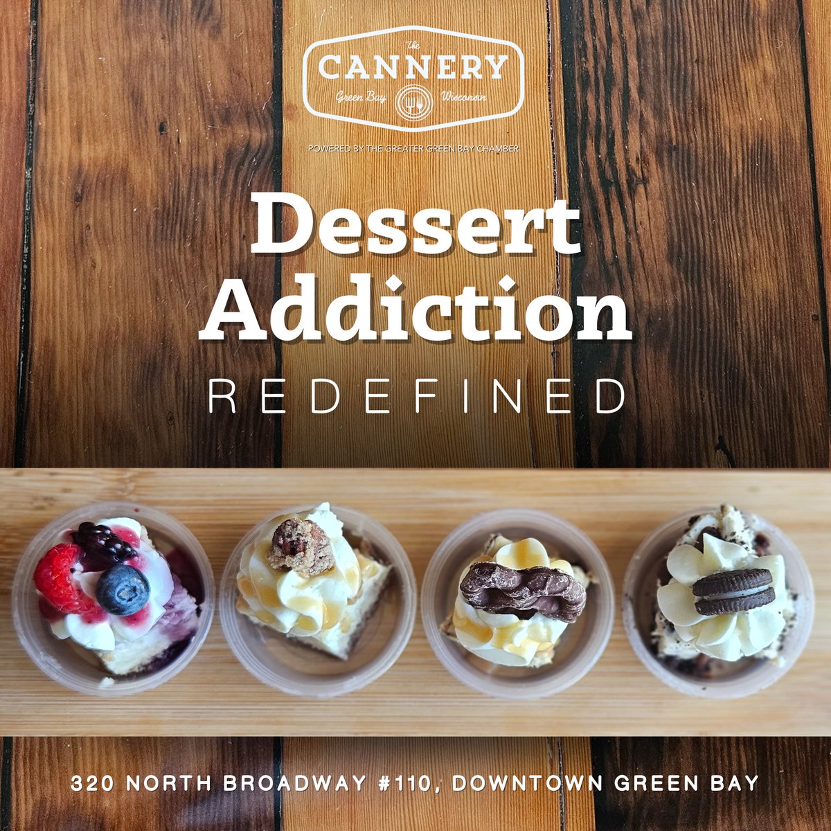 Meet your new obsession! The Cheesecake Flight at FiveThumbsUp in The Cannery is here to redefine your sweet tooth cravings. This is one flight that will have you soaring into sweet temptation. One bite, and you'll be hooked!

Visit thecannerygb.com for menus and more!
