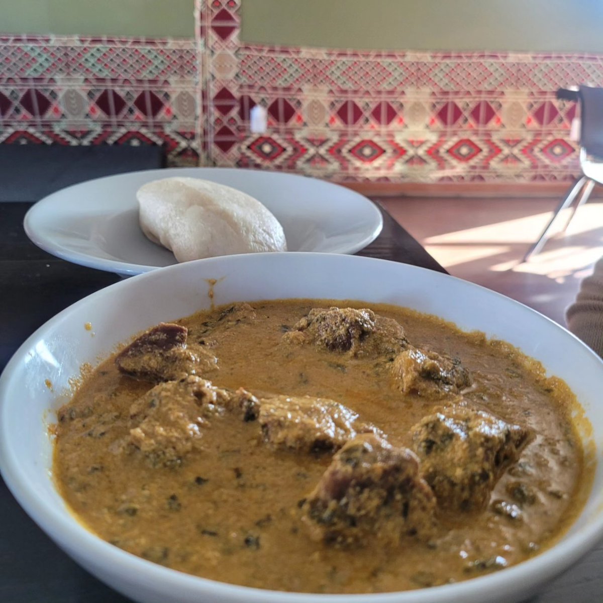 Tasty lunch yesterday at this #westafrican spot in #Aurora, #colorado. On the menu: #egusisoup with #cassavaleaves and #cassavafufu; fried #redsnapper with a #vegetablerelish, #peppers accent and #jollofrice, and #Bissau. #senegalesefood😋😍🇸🇳🇸🇳🇸🇳🇸🇳