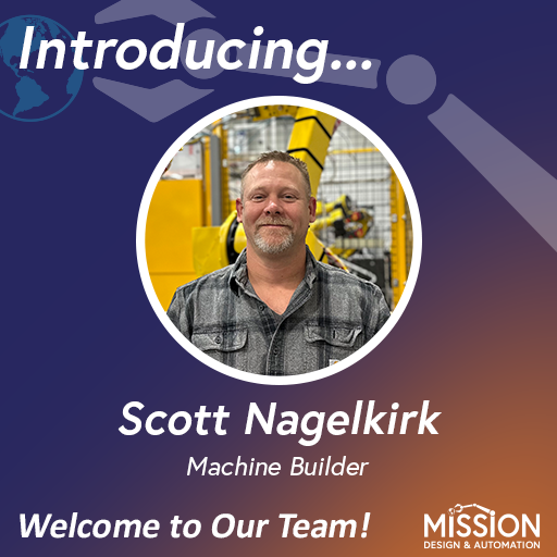 Meet Scott Nagelkirk! Scott joined the Mission team in November as a Machine Builder. Scott has been in the #automation industry for 26 years, honing his craft through experience and on-the-job training.

Scott, we are proud to have you on our team!

#OnAMission #MachineBuilding