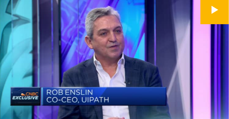 UiPath's tweet photo. Our co-CEO @RobertEnslin joined @CNBC to share how we're solving real-world business problems with AI-powered #automation. Here's a deeper look at how we're using AI to create new value 🎥: