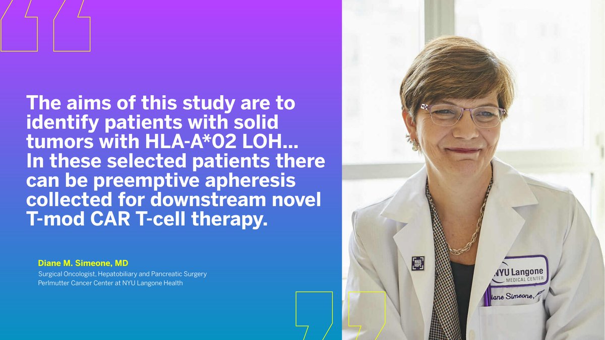 Perlmutter Cancer Center at NYU Langone Health (@perlmutter_cc) on Twitter photo In the BASECAMP-1 trial, investigators continue to identify patients with advanced solid tumors who may be suitable to receive CAR T-Cell therapy, A2B530.
Our Dr. Diane Simeone (<a href="/MadameSurgeon/">Diane M. Simeone, MD</a>) discusses the latest data from #SITC23 with <a href="/OncLive/">OncLive.com</a>: bit.ly/4a0968l In the BASECAMP-1 trial, investigators continue to identify patients with advanced solid tumors who may be suitable to receive CAR T-Cell therapy, A2B530.
Our Dr. Diane Simeone (<a href="/MadameSurgeon/">Diane M. Simeone, MD</a>) discusses the latest data from #SITC23 with <a href="/OncLive/">OncLive.com</a>: bit.ly/4a0968l