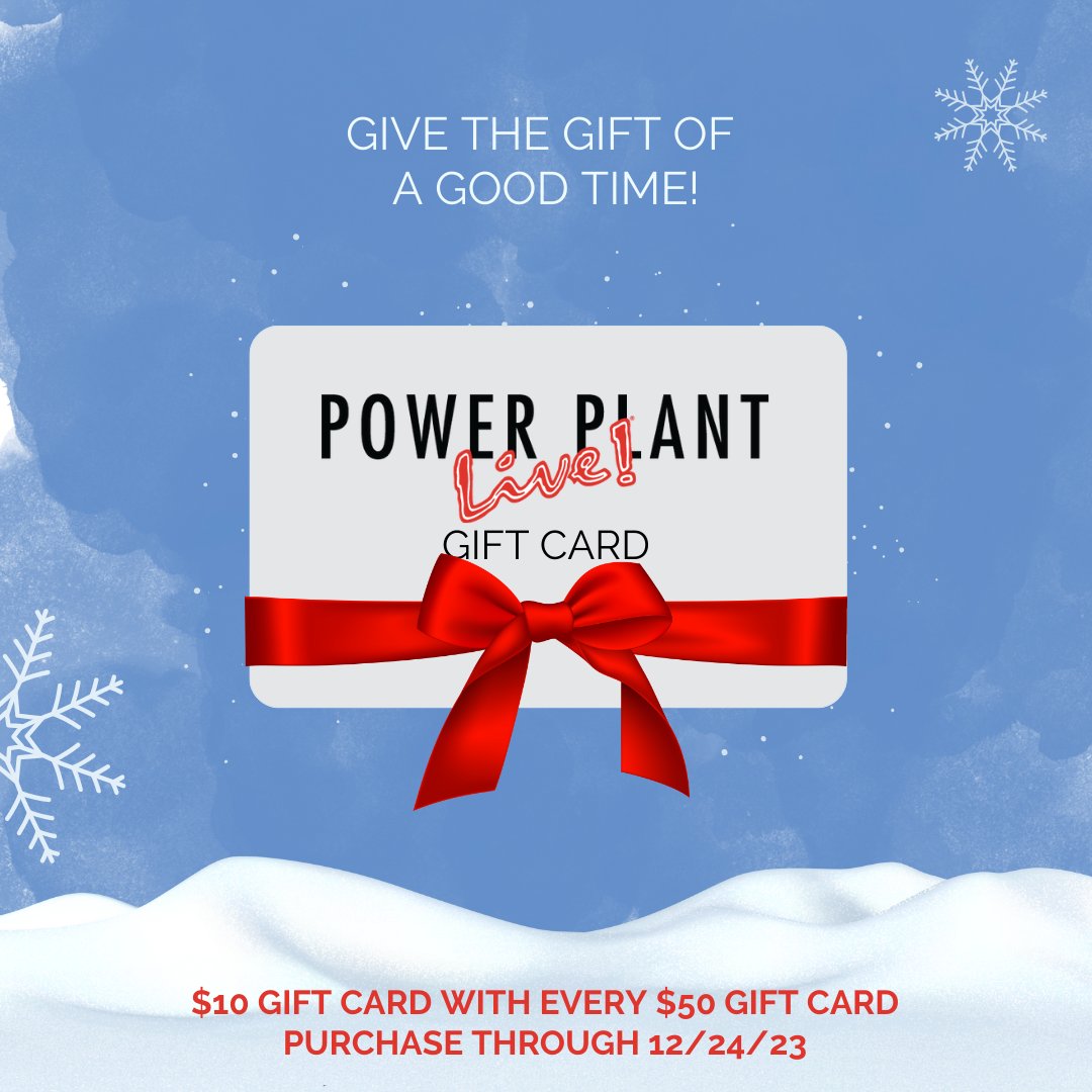 Do you have a person in your life who loves to have a good meal, drink or just an all-around good time!? Get them a Power Plant Live gift card while our special is running! Get $10 when you spend $50! 😍👉 bit.ly/3RaJ7lZ
