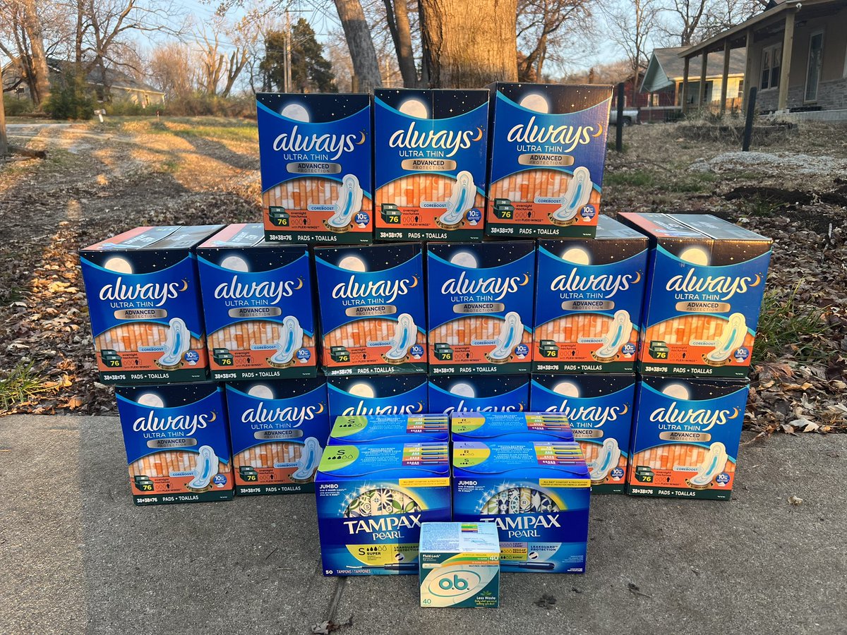 Our final donation of 2023 &amp; it's a big one! We gave 1,140 pads, 469 tampons, &amp; 20 pad packs to our community partner at Kauffman High School. These products will be available for their underserved students &amp; families. ❤️ #periods #periodpoverty #menstruationmatters #KansasCity