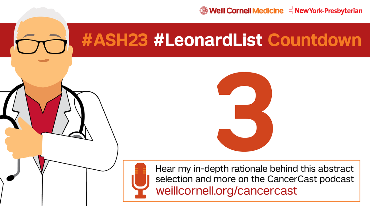 Number 3 #LeonardList #ASH23 top #lymphoma abstract 181 – Rutherford – Nivolumab-AVD vs Bv-AVD initial rx for older pts w/Hodgkin lymphoma – 97 pts age 60+ in S1826 study. PFS/EFS better w/Nivo-AVD, less tox &amp; fewer deaths. Likely standard of care now ash.confex.com/ash/2023/webpr…