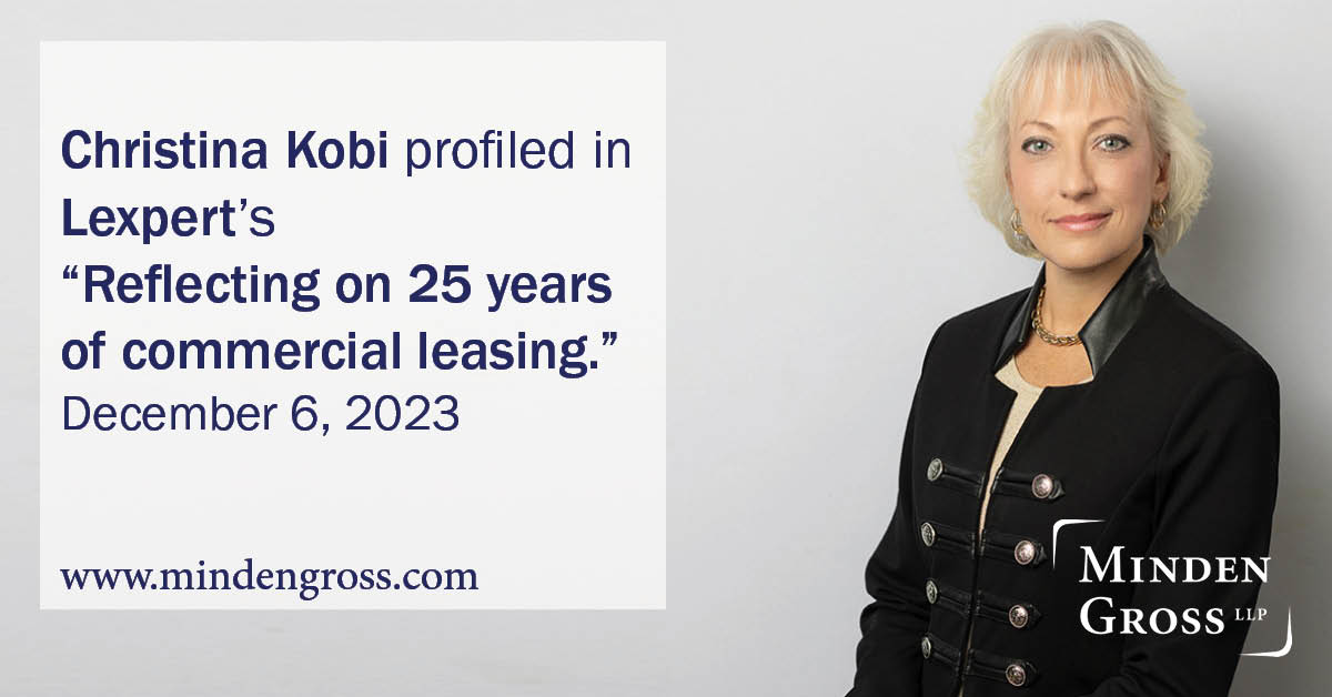 Christina Kobi shares her journey in Lexpert’s “Reflecting on 25 years of commercial leasing.” From childhood dreams to a leading lawyer, she advocates for women in law while exploring the field’s evolution. Read more about her path: tinyurl.com/22kn27h2
 #WomenInLaw