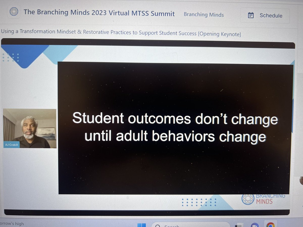 Kicking off “The Branching Minds 2023 Virtual MTSS Summit” today with Keynote speaker AJ Crobill. Great info so far with an awesome intro statement! What are your thoughts about this statement? #MTSSSummit @BranchingMinds