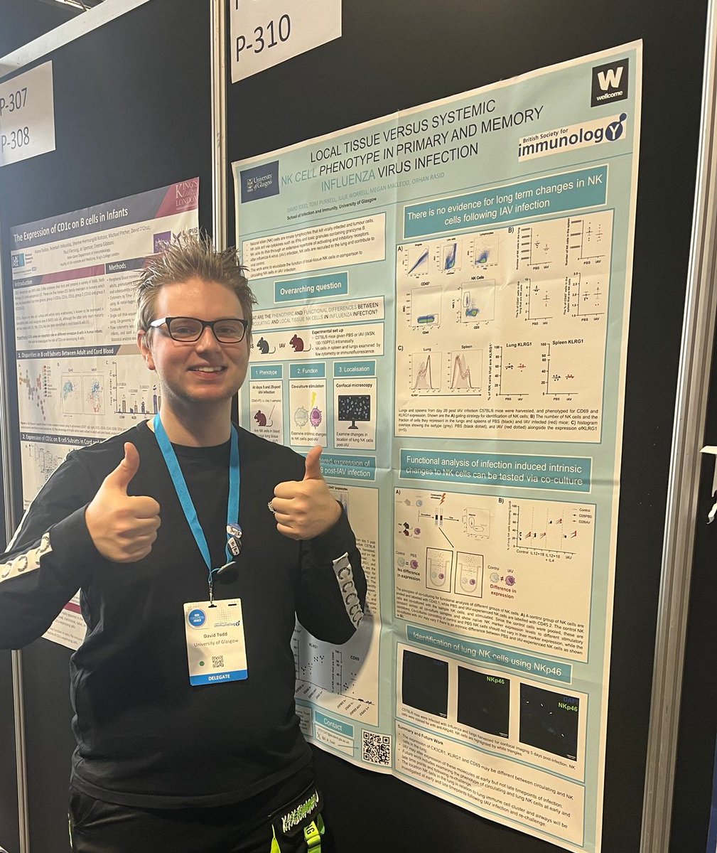 The lighting is doing me no favours but it’s nearly time for me to present my poster at #BSI23 🎉 Come to poster 310 for all things NK cell responses to influenza infection in lung and circulating environments @LIVE_iiiglasgow @bsicongress