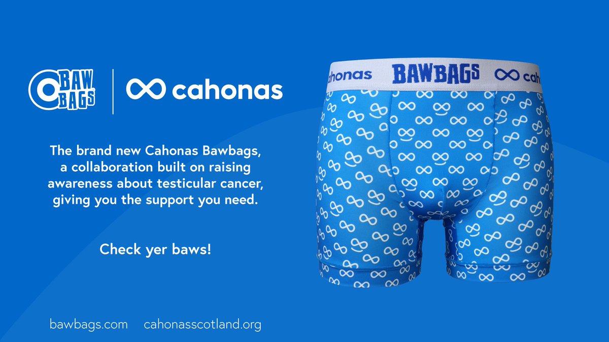 The brand new @CahonasScotland Bawbags are a collaboration built on raising awareness about testicular cancer, giving you the support you need. Get yours at bawbags.com For more information on testicular cancer, visit cahonasscotland.org