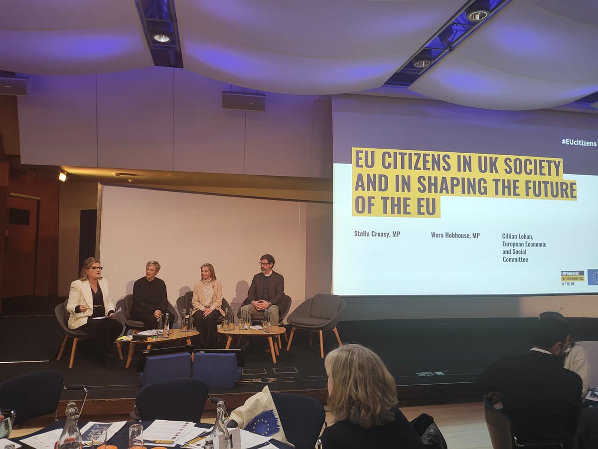 👏Wrap-up of #EUCitizens Gathering in London! 🇪🇺🇬🇧 @EU_EESC Chair of EU-UK Follow-up Committee @CillianLohan , together w/ @stellacreasy & @Wera_Hobhouse, takes part in the closing panel on the role of EU citizens in British society & in shaping the future of the EU