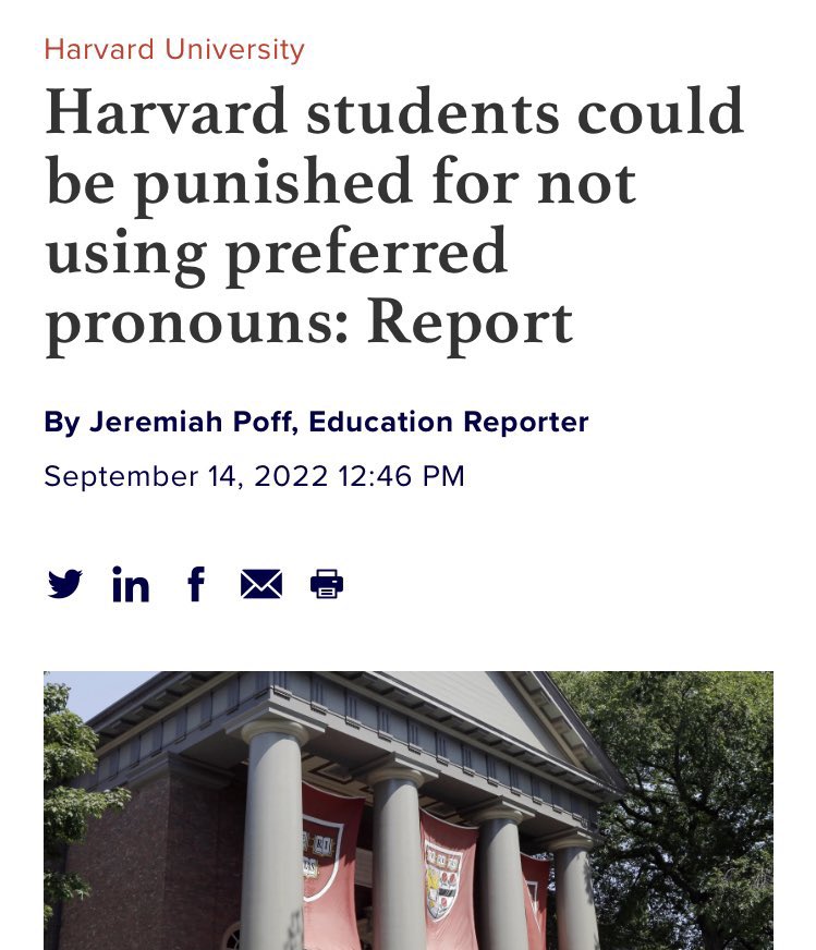 Welcome to @Harvard. You’re allowed to chant for the genocide of Jews but if you use the wrong pronouns you will be punished