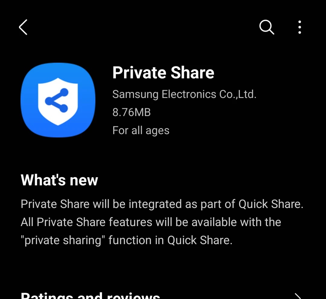 SamLoverBlog's tweet image. 🔄 Samsung enhances file sharing! 📂 Private Share update (v1.2.01.15) integrates with Quick Share for seamless access. 

Update for smoother file management and easy sharing. Get it now on Galaxy Store, 18.59MB size. 🌐 

#Samsung #PrivateShare #QuickShare
