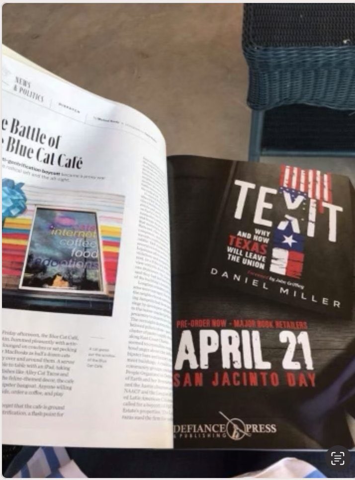 The @TexasMonthly did a hit piece on our book publisher @TexasAuthor. 

They turned up their noses and downplayed our independence movement. 

Funny enough they had no problem taking our advertising money not too long ago!

Awkward 😂